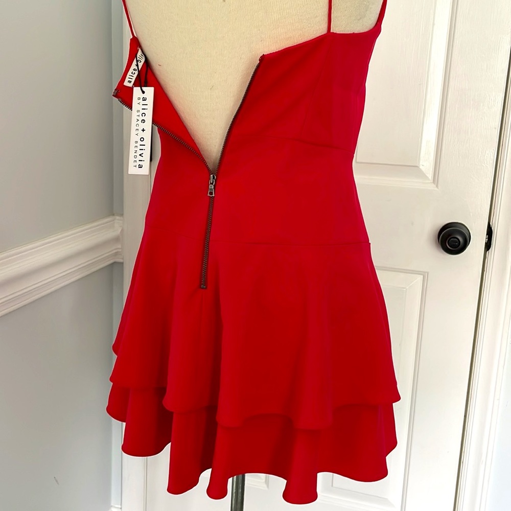 Alice + Olivia Red Tiered Mini Dress - Picture 3 of 12